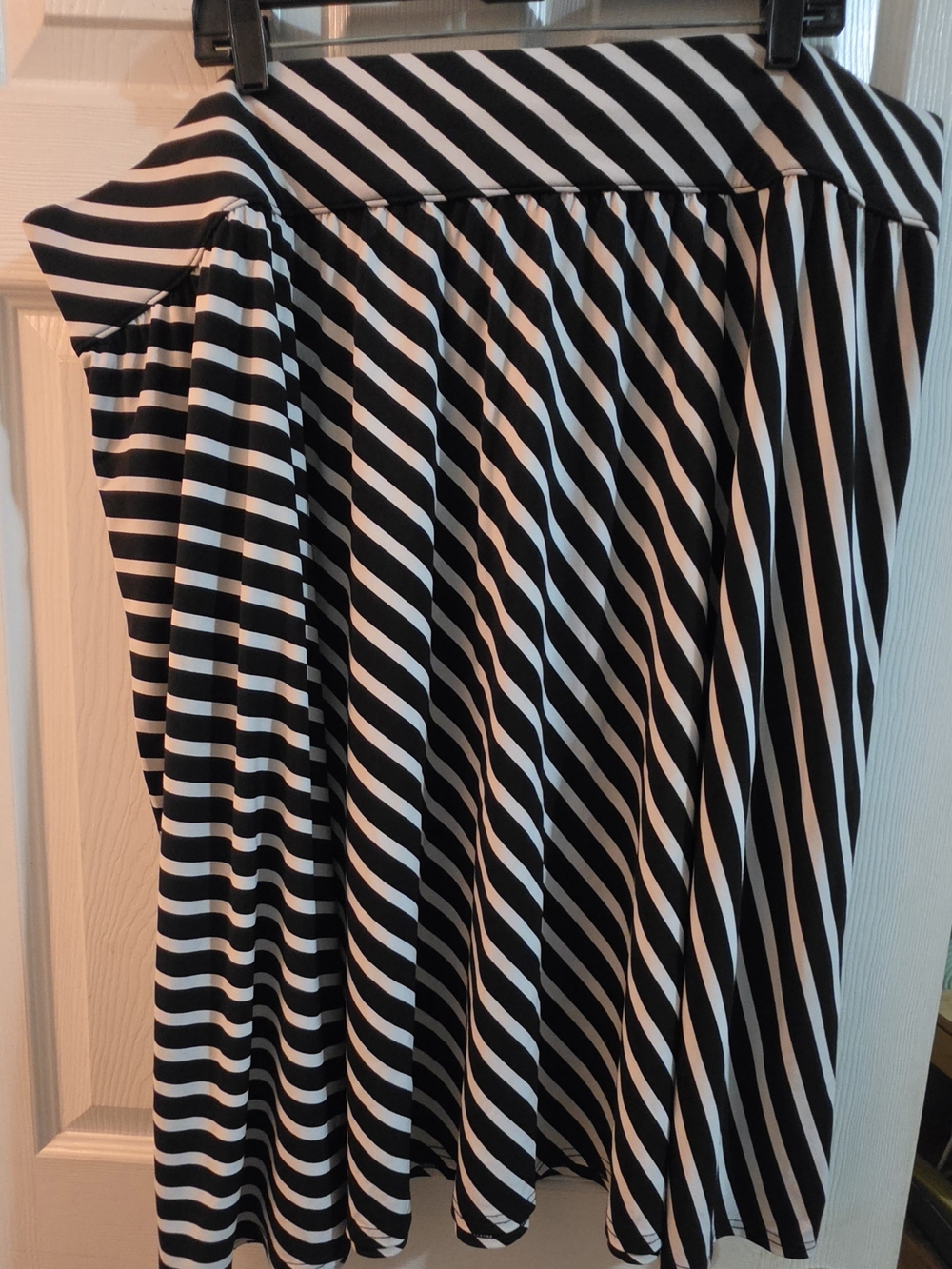 Lane Bryant Black and White Diagonal Stripe Skater Skirt